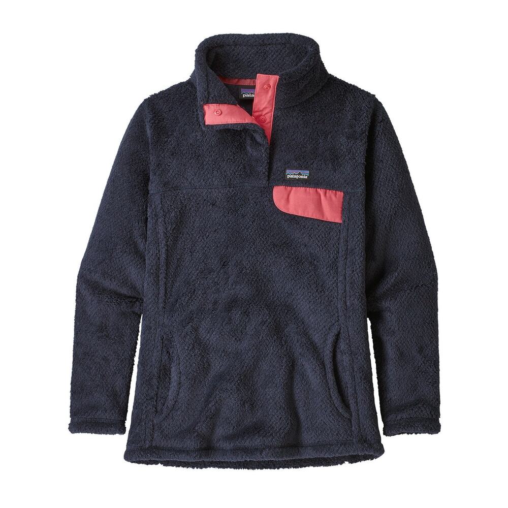 Patagonia Girls' Re-Tool Snap-T Fleece Pullover - Blue/Pink, Size S